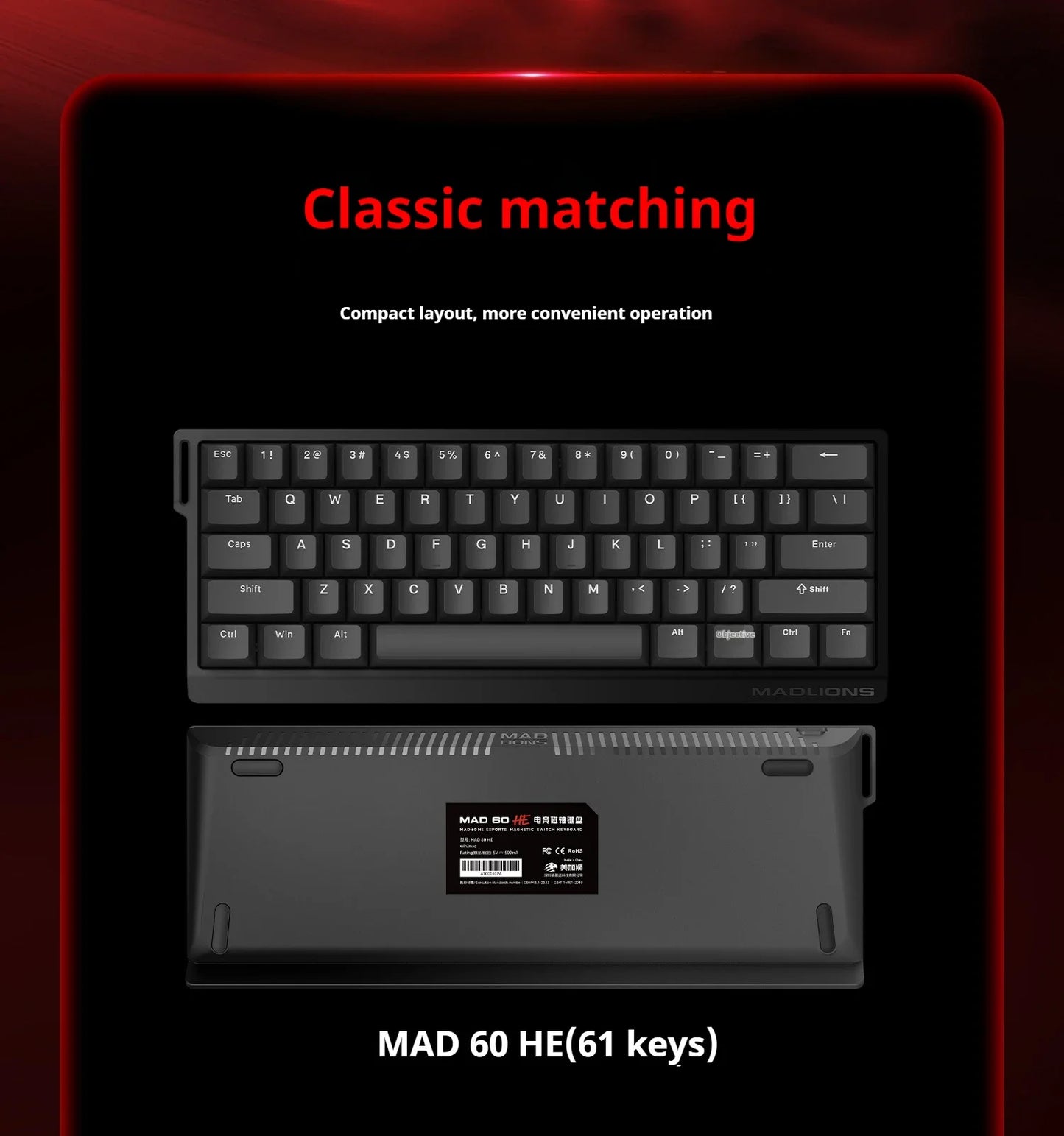 Teclado gaming FGG MAD60 RGB de eje magnético, dedicado para juegos, con hot-swap completo de teclas, respuesta rápida y personalización de nivel inicial