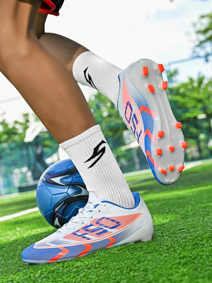 Professional Grass AG /FG Soccer Shoes PU Fabric Integrated Upper TPU Tough Sole Wear Resistant Anti-slip Youth Footwear