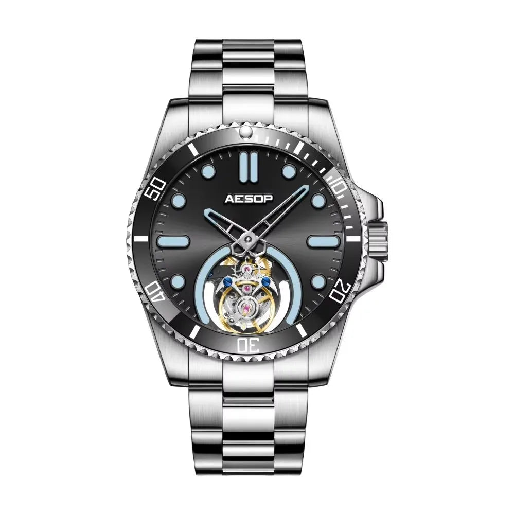 AESOP 2025 Men Flying Tourbillon Mechanical Wristwatch Male Skeleton Luxury Sapphire Watch Mens Waterproof Super Luminous Clocks