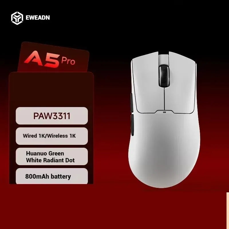 EWEADN A5 Pro Ultra Wireless Gaming Mouse, Lightweight Tri-Mode Mouse with PAW3395 Sensor, 26K DPI, Low Latency Rechargeable Gaming Mouse