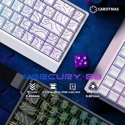 Tastiera meccanica IROK Carotmas Mercury68 con switch magnetici 8K, 68 tasti, RT 0.004mm, bassa latenza, gaming cablata personalizzata per PC, ideale come regalo