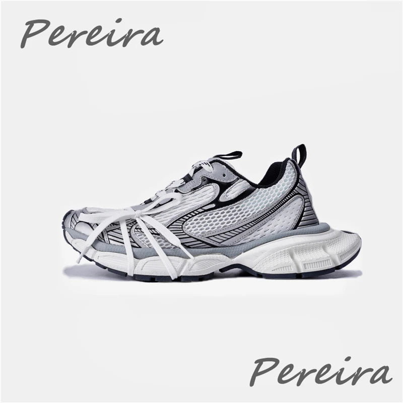 Street Style Thick Sole Men Sneakers New Mixed Colors Lace-Up Couple Casual Shoes Comfortable Breathable Running Walking Shoes