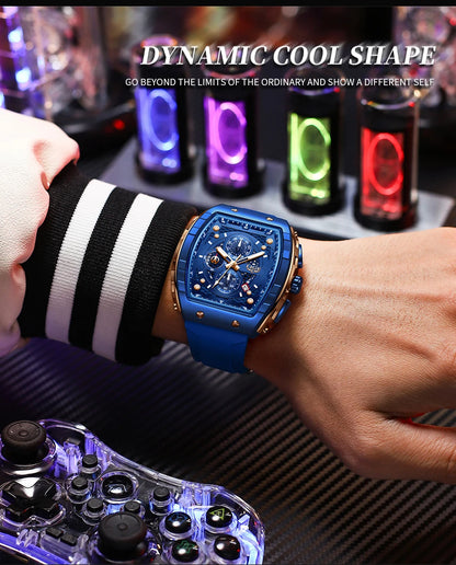 Reloj LIGE para hombre, de moda y lujo, resistente al agua, correa de silicona, cuarzo, luminoso, deportivo, fecha automática, cronógrafo, diseño sencillo