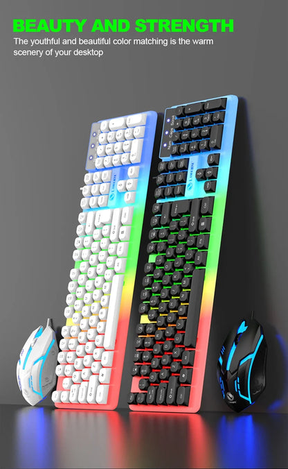 NG GTX350 Set tastiera e mouse gaming per computer e laptop con retroilluminazione, kit gamer LED cablato USB, GTX350 - Nero