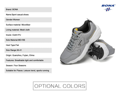 BONA  New Designers Classics Sneakers Running Shoes Women Outdoor Sports Shoes Comfortable Running Shoes Ladies Walking Shoe