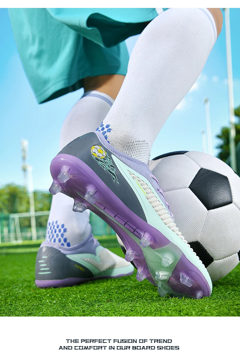 New Men Soccer Shoes Outdoor Sport Boys Football Boots Breathable Match Comfortable Long Spikes Training Cleats Adult Non Slip