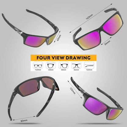 Kapvoe Polarisierte Angel-Sonnenbrille Radfahren Herren Damen UV400 Fahrradbrille Sportbrille Fahrradbrille MTB-Fahrradbrille