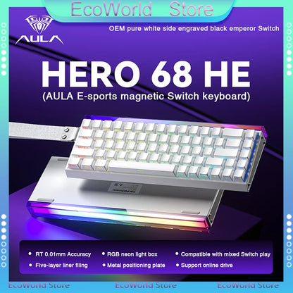 AULA HERO68 HE Tastiera con switch magnetici, Rapid Trigger, polling rate 8K, tastiera da gaming eSports RGB cablata meccanica