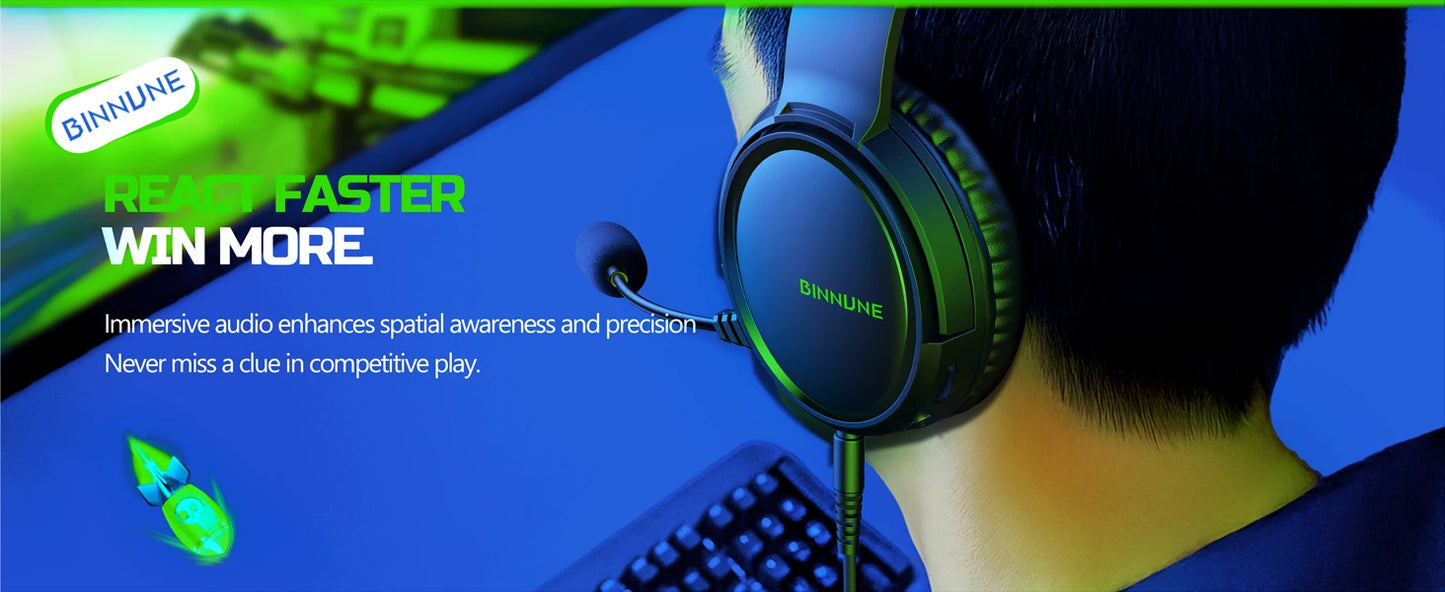 BINNUNE 2.4GHz Wireless Gaming Headphones BW02 with Flip Mic Bluetooth Headsets Gamer for Ps5/4,PC,Mac,Laptop,Computer