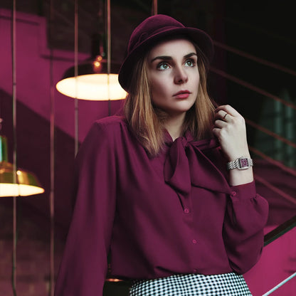 BERNY Luxury Brand Women's Watch New In High Quality S/S Square Ladies Quartz Watches Fashion Elegant Business Wristwatch
