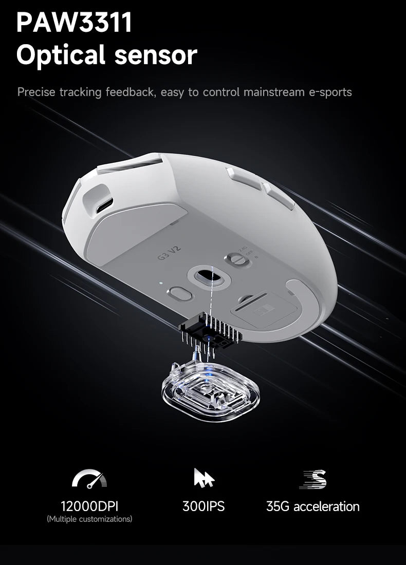 MCHOSE G3 V2 Pro/Ultra Lightweight E-sports Mouse Three mode Gaming office wireless Bluetooth PAW3395 Fully self-developed