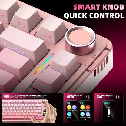 AULA S75 PRO Mechanical Keyboard 75% Custom Layout RGB Backlight Wireless Bluetooth Gaming Keyboard with Screen Knob