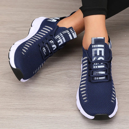 Zapatillas deportivas de mujer de malla, ligeras, con suela suave, correa para jogging, transpirables, de moda, para caminar, deportivas informales, de tenis, planas, para hombre