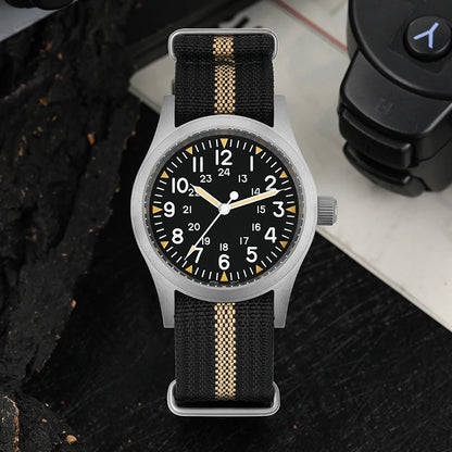 Militado ML05 38mm Military Field Watch VH31 Sweep Quartz Movement Domed Sapphire Crystal Waterproof 100M Super Luminous Watches