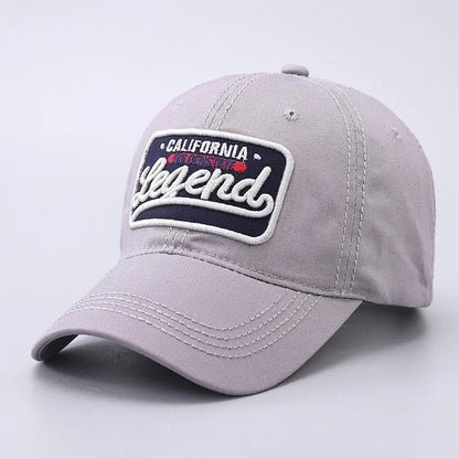 3D letter embroidered baseball cap, all cotton LEGEND washed curved brim hat, suitable for outdoor sports and sun protection