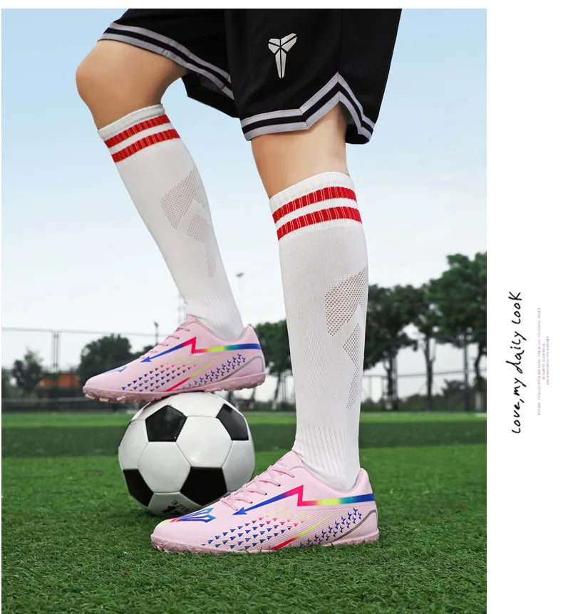 High Quality Mens Soccer Shoes Society Ultralight Turf Soccer Cleats Sneakers Training Football Boots Chuteira Campo 35-45