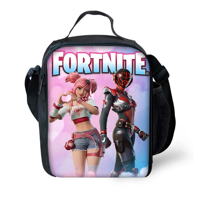 Zaino da scuola per bambini Hot Game con borsa pranzo e astuccio, grande capacità, design F-FortniteS, per ragazzi e ragazze, regalo ideale