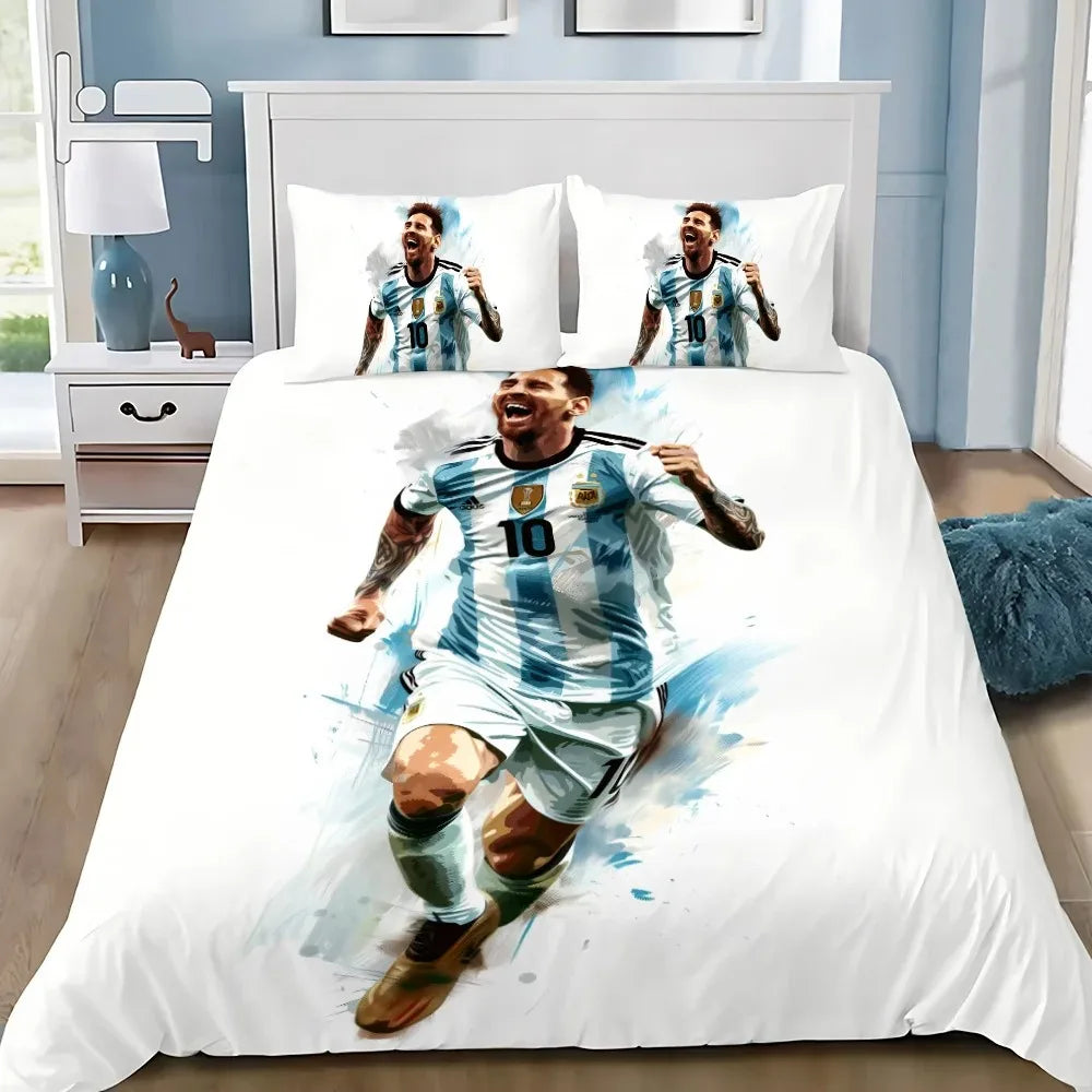 Set copripiumino con federa Football Star M-messis, biancheria da letto per adulti, ragazzi e ragazze, decorazione per camera da letto, bambini, letto singolo, matrimoniale, grande dimensione