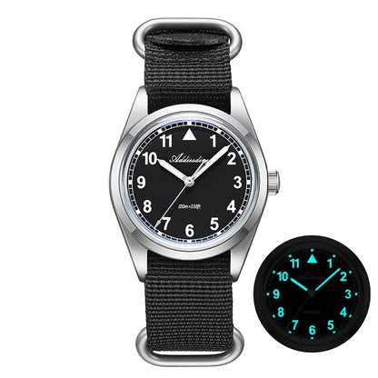 Reloj analógico para hombre ADDIESDIVE de 36mm con cristal de espejo abombado, resistente al agua 100m, luminoso, reloj de cuarzo sencillo para hombre con correa de nailon