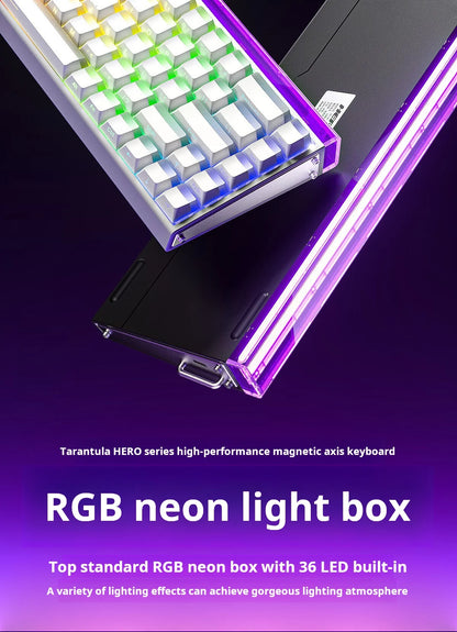 Teclado Mecânico Gaming AULA HERO 68 HE com Eixo Magnético RT, Iluminação RGB com Fio, Taxa de Polling 8K e Gravação Lateral