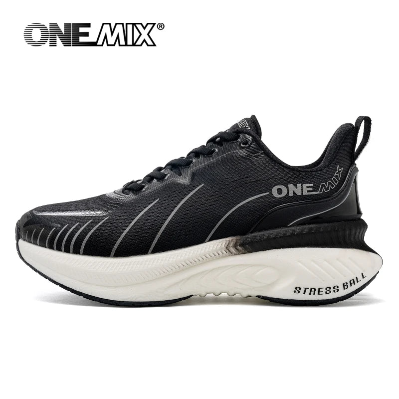 ONEMIX New Cushioning Running Shoes For Men Suitable for Heavy Runners Lace-Up Sports Women Non-slip Outdoor Athletic Male Sneakers