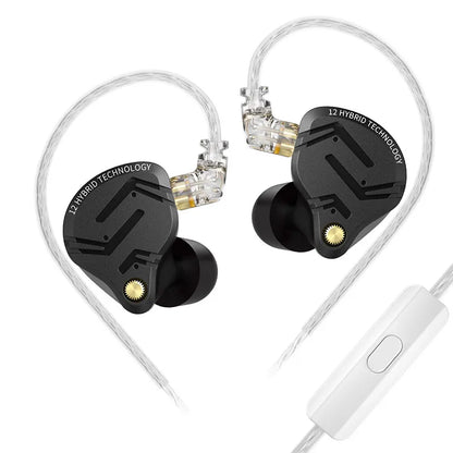 Auricolari IEM KZ ZS12 PRO X con tecnologia ibrida dinamica e armatura bilanciata, upgrade HiFi bassi, cuffie in-ear con cavo tuning