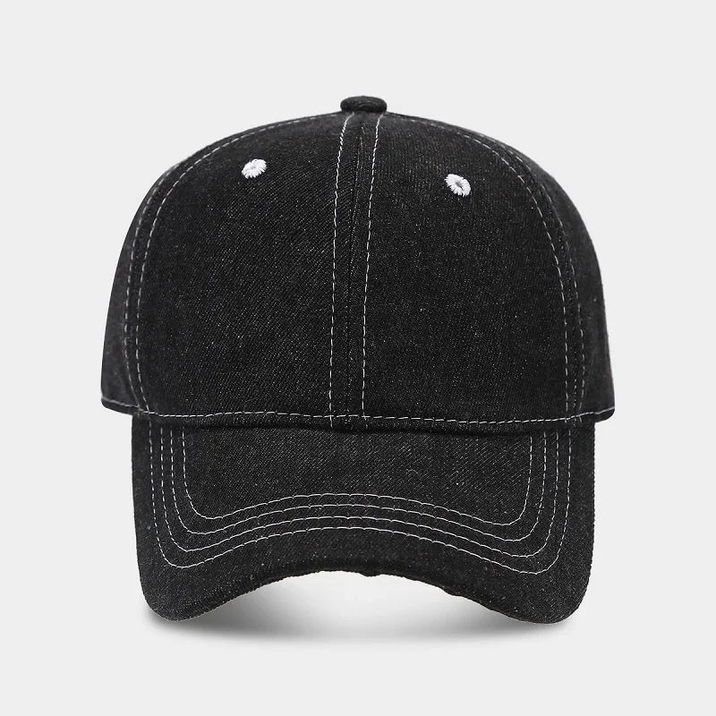 Solid color denim baseball cap for women Korean casual duckbill cap for men summer sun protection cap