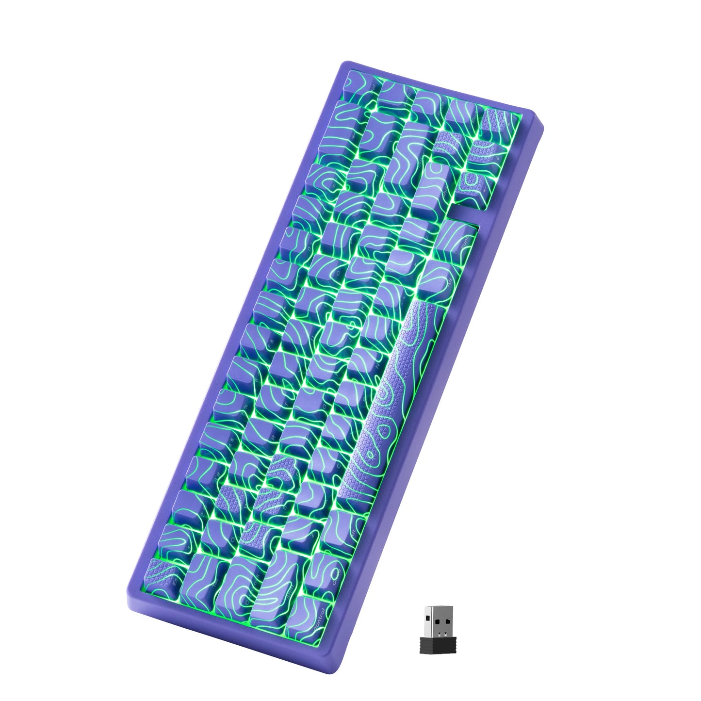 Teclado mecánico inalámbrico XVX M67 JadeStone con teclas IMD-Tech, trimodo, diseño topográfico blanco gamer y estructura gasket