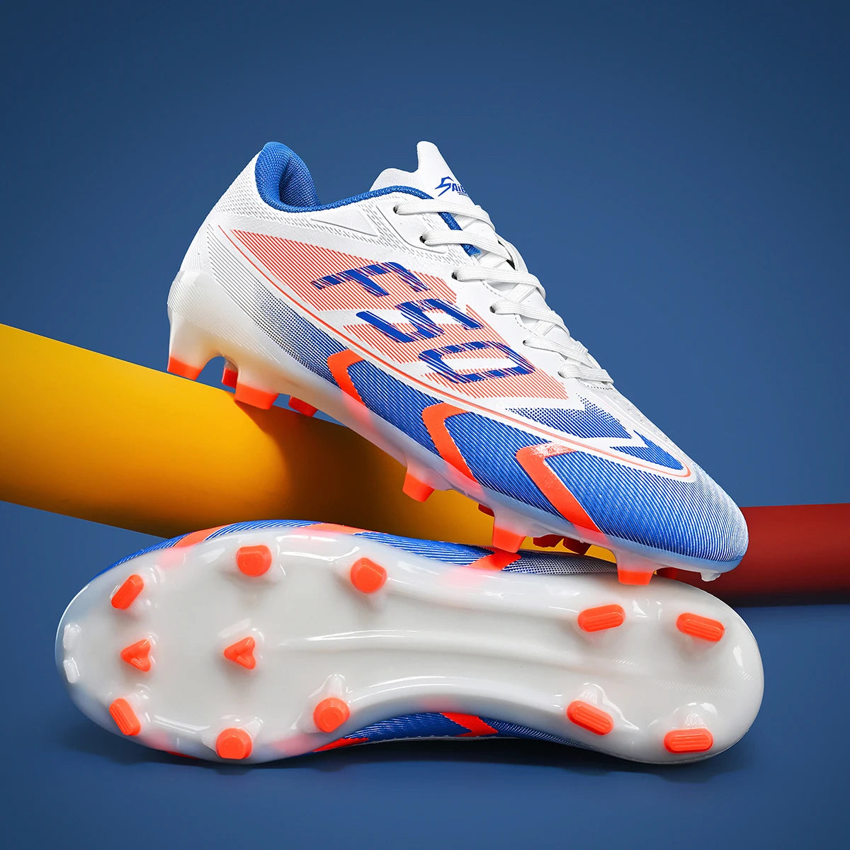 AG/FG Long Studs Soccer Shoes，PU Fabric Mixed Upper，TPU Sole Wear Resistant Anti Slip，Men Women Kids Youth Outdoor Sports