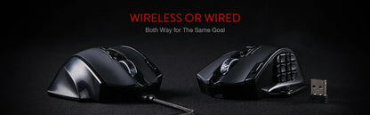 Ratón gaming Redragon M913, 16000 DPI, con cable e inalámbrico 2.4Ghz, óptico RGB, 16 botones programables, negro/blanco