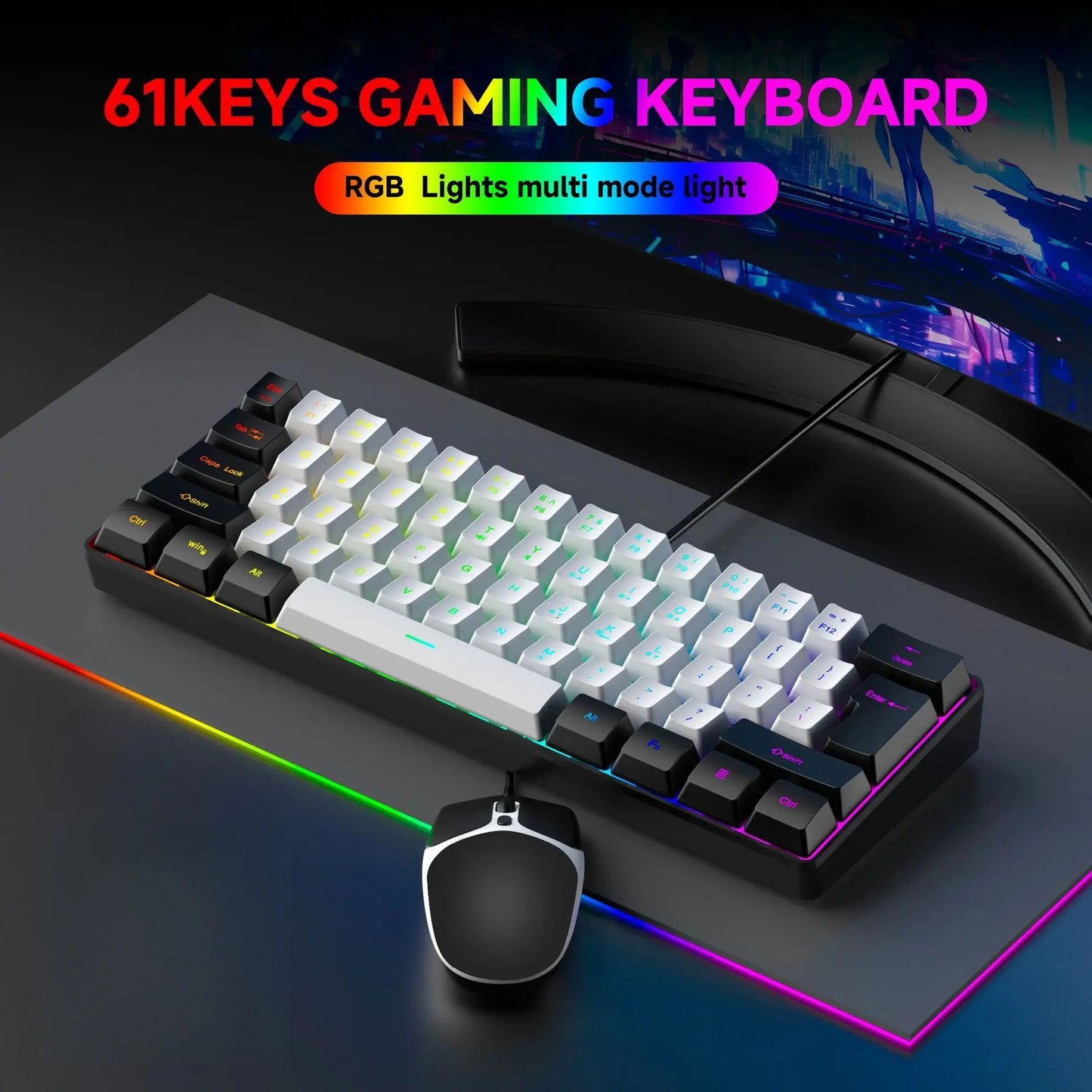2026 New Best-Selling Portable Wired Mini-Mechanical Keyboard K61 Mini-Keyboard, Suitable For Playing Games, Compact And Conveni
