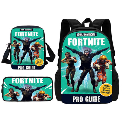 Mochila escolar infantil con bolso de hombro y estuches para lápices, bolsas escolares con diseño de juego popular F-FortniteS para niños y niñas, el mejor regalo