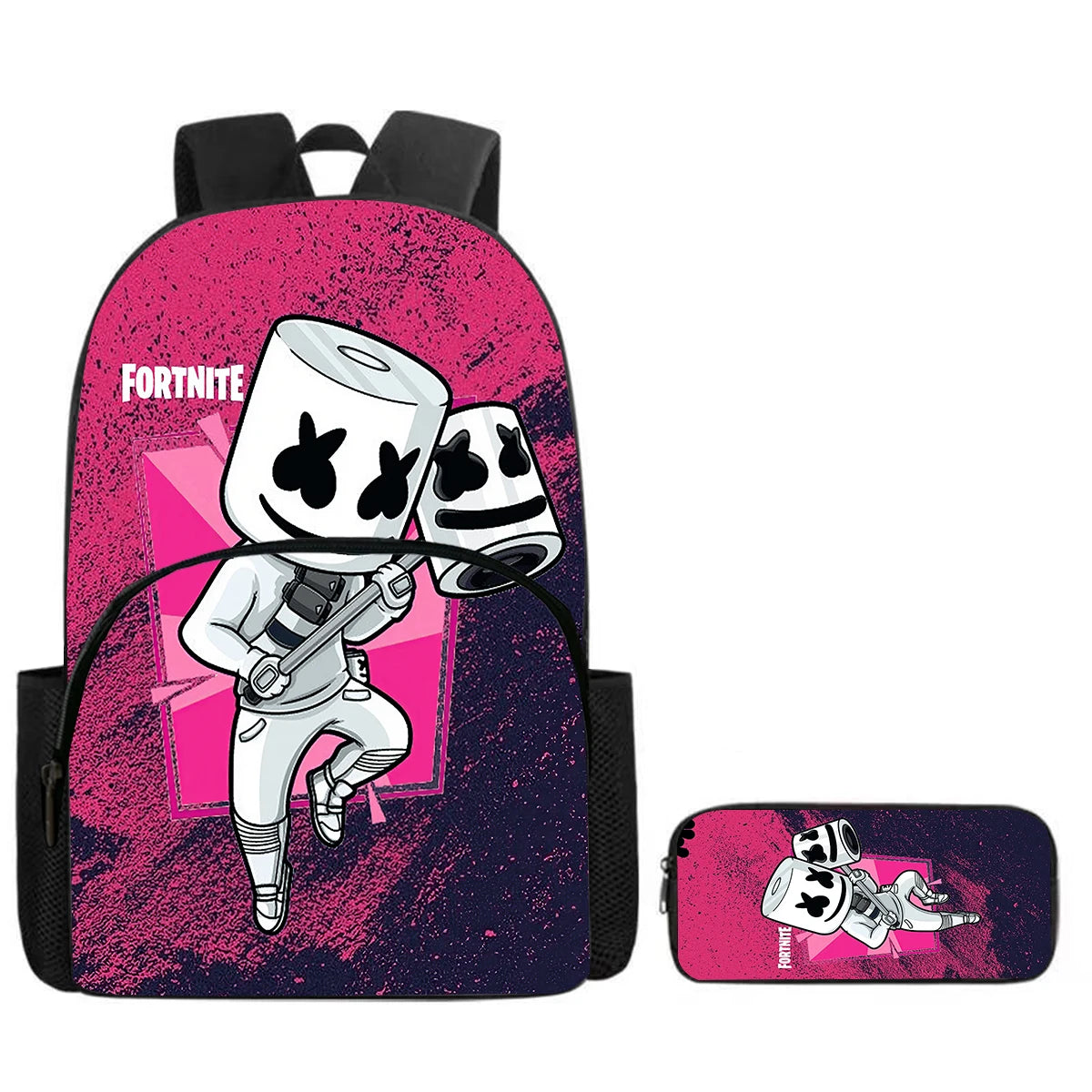 Zaino Fortnite Cartoon con tasca frontale e astuccio 2 pz - Set scolastico per bambini e bambine dai 5 agli 8 anni, regalo per il rientro a scuola