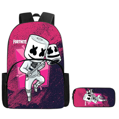 Zaino Fortnite Cartoon con tasca frontale e astuccio 2 pz - Set scolastico per bambini e bambine dai 5 agli 8 anni, regalo per il rientro a scuola