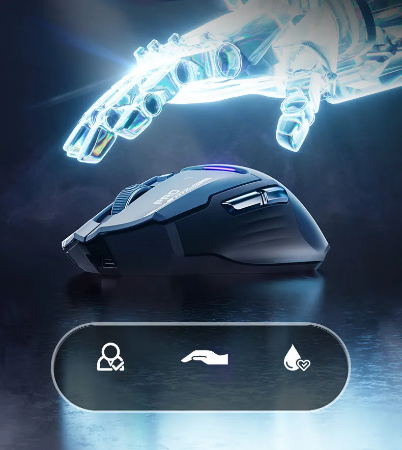 Inphic IN9PRO belaidė žaidimų pelė, 26000DPI, 8K apklausos dažnis, Bluetooth 5.0, laidinė, 2.4G, trijų režimų RGB ergonominė žaidimų pelė