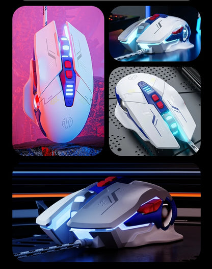 Inphic W9P Wired Mouse Mecha Style 12800DPI Adjustment RGB Lighting Effect Macro Programming E-sports Office Usb Mouse