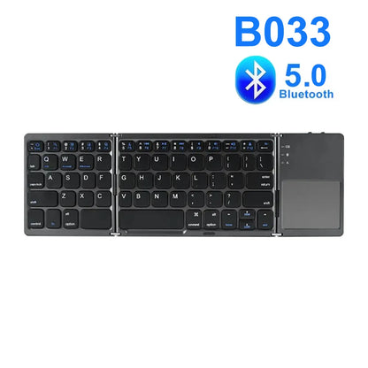 Tastiera Bluetooth pieghevole a tre ante con touchpad, mini tastiera portatile ricaricabile, tastiera wireless per Windows, Android e iOS