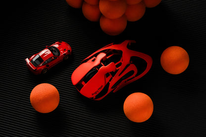 Angry Miao Infinity Mouse Wireless da Gaming Hot-Swappable in Metallo Ultralight Hollow PAW3950 Dual 8K Cablato Tri-Mode Arancione