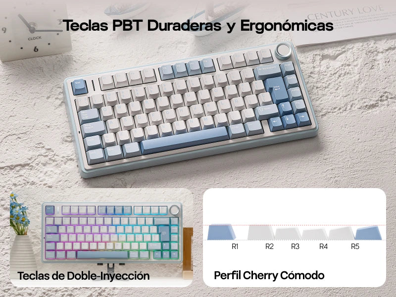 EPOMAKER AULA F75 ISO-ES 75% spagnola QWERTY Hot-Swap, tastiera meccanica da gaming cablata/Bluetooth/wireless 2.4GHz con montaggio gasket e retroilluminazione RGB