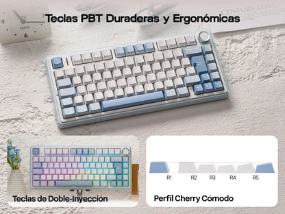 EPOMAKER AULA F75 ISO-ES 75% spagnola QWERTY Hot-Swap, tastiera meccanica da gaming cablata/Bluetooth/wireless 2.4GHz con montaggio gasket e retroilluminazione RGB