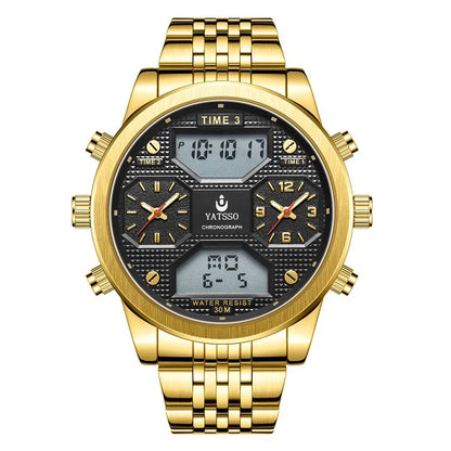 Men's Digital Military Sport Watch 3ATM Waterproof Luminous Steel Strap Quartz Wristwatch Fashion Male Clock Reloj Hombre