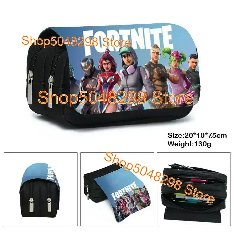 Estuche grande de lona kawaii para lápices, estuche para bolígrafos para niños y niñas, estampado Fortnite, material escolar, papelería para adolescentes, regalo de cumpleaños
