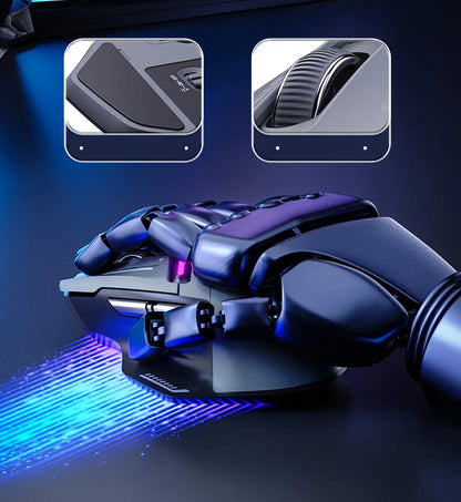 Inphic IN9PRO belaidė žaidimų pelė, 26000DPI, 8K apklausos dažnis, Bluetooth 5.0, laidinė, 2.4G, trijų režimų RGB ergonominė žaidimų pelė