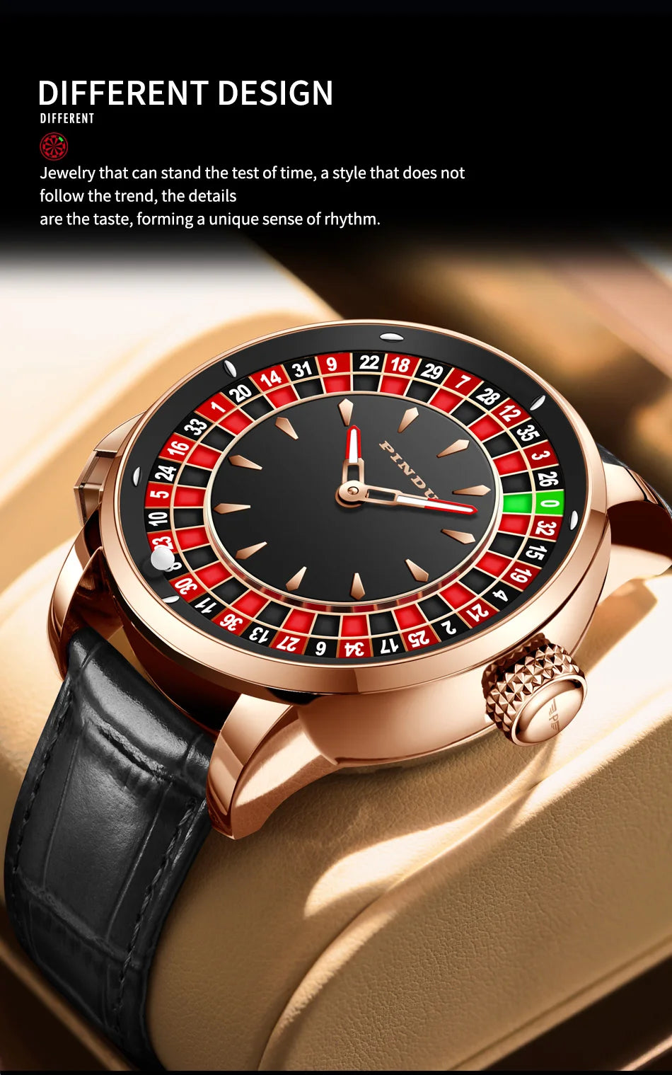 PINDU Watch Top Brand Luxury Upgraded Version Button Roulette Men's Mechanical Watch Stainless Steel NH35A Sapphire Glass Watch