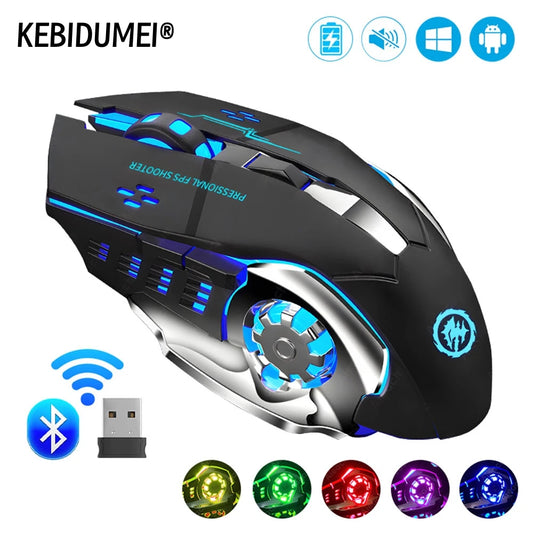 Ladattava langaton pelihiiri tietokoneelle, hiljainen Bluetooth-hiiri, USB-mekaaninen e-urheiluhiiri taustavalolla PC-pelaamiseen