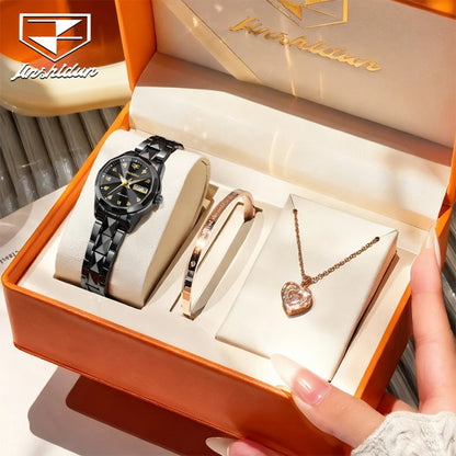 JSDUN 8995 Women Watch Mechanical Watch Waterproof Week Date Ladies Watch High Quality Luxury Original Tungsten Steel Clock