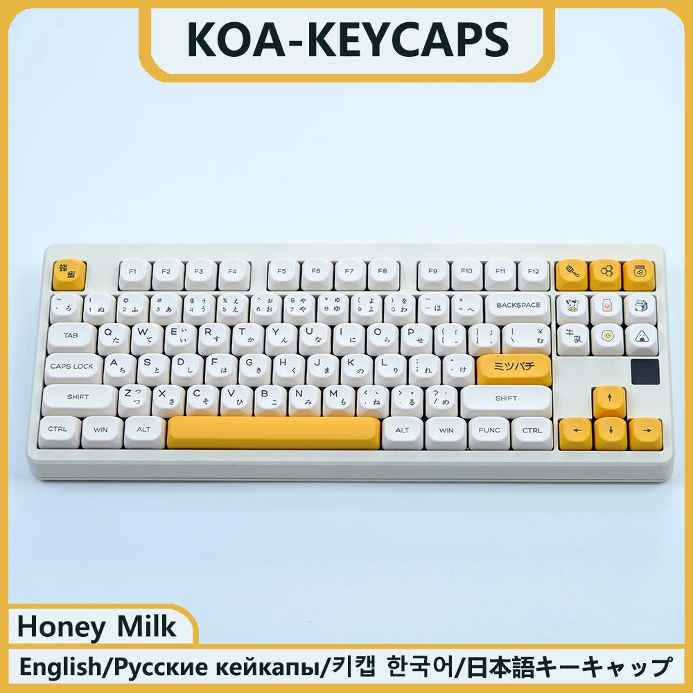 KBDiy KOA  Profile PBT Honey Milk Keycaps Russian Korean Japanese 137 Keys Caps for Mechanical Keyboard Keycap MAC for MX Switch
