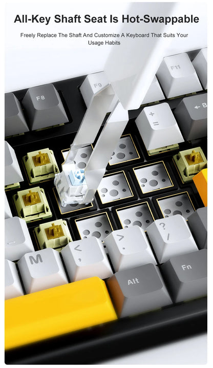 Ajazz AK35I V3/V4 MAX Tri-mode Wired Bluetooth Wireless Gaming Keyboard Gasket Full Key Hot Swap 104 Keys Customized Keyboard