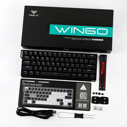 Teclado mecánico con cable AULA WIN60 HE/WIN60 HE MAX 60% con estructura tray-mount hot-swap e interruptores magnéticos Hall Effect