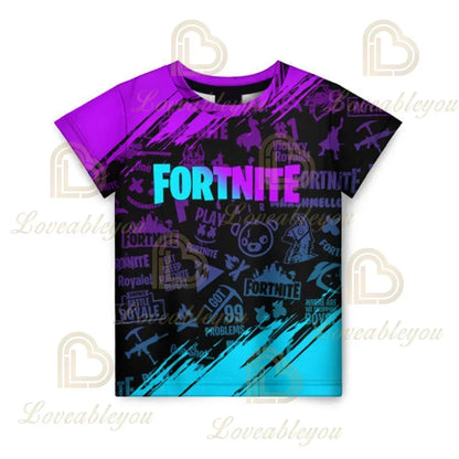 Camiseta 3D Battle Royale Fortnite, camisetas para hombres y mujeres, niños y niñas, tops de dibujos animados Victory, ropa para adolescentes, camisetas y tops infantiles de héroes de videojuegos